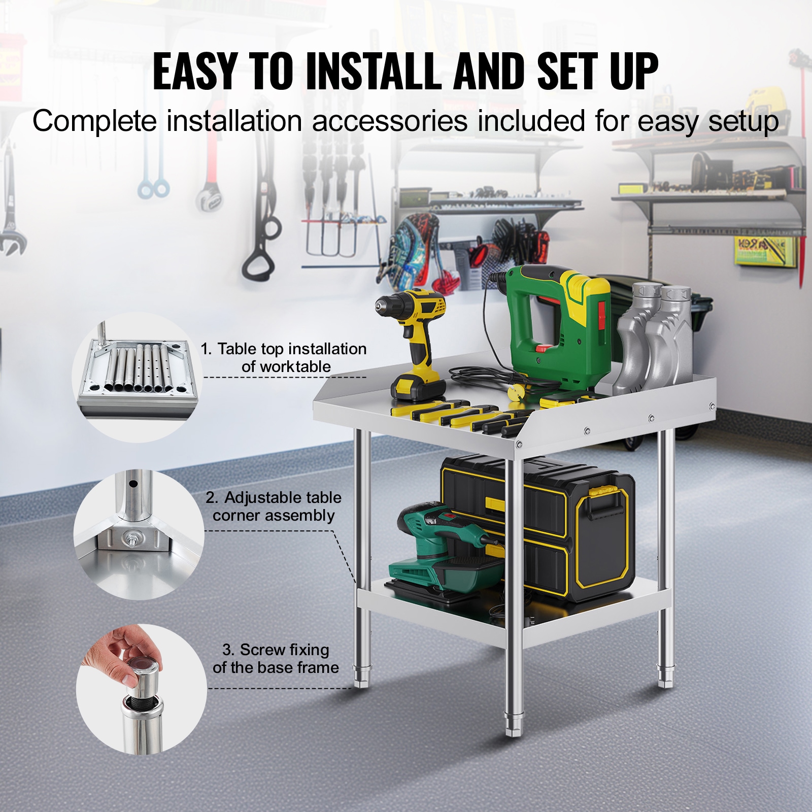 Stainless Steel Commercial Food Prep Work Table With Backsplash_voghion.com